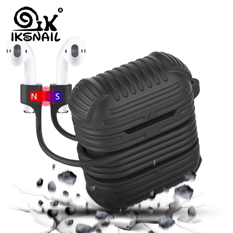 Силиконовый чехол IKSNAIL для Apple Airpods наушников ремешок беспроводных Bluetooth защитный