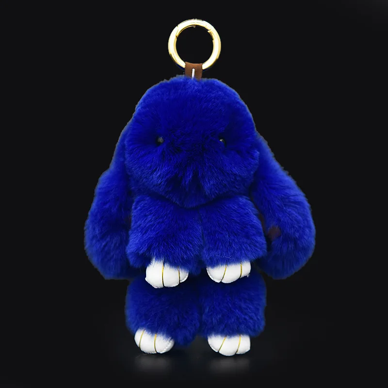 18CM Blue Пушистый Рекс брелок для ключей заяц Кролик Мех помпоны брелок для женщин брелок заяц автомобиль брелок держатель куклы сумка Шарм ювелирные изделия подарок - Цвет: 18CM Blue