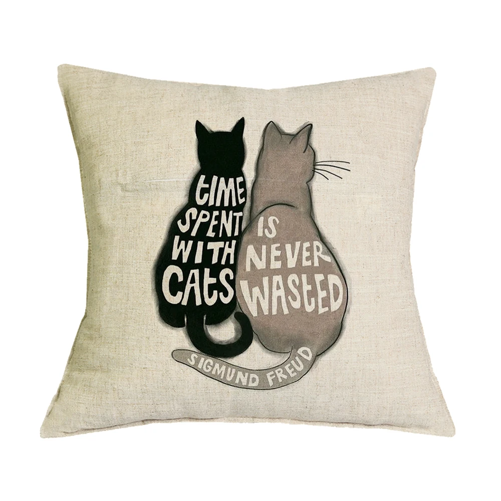

Cute Cat Print Cushion Cover Home Decor