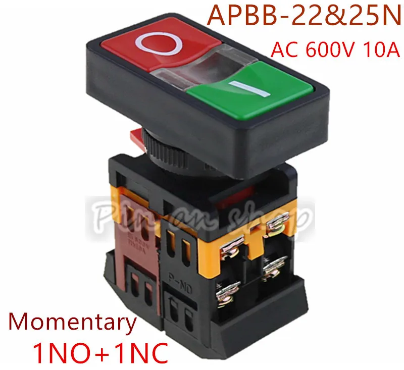 

AC 600V 10A индисветильник вкл./выкл. Запуск Стоп Мгновенный кнопочный переключатель