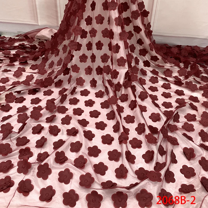 Женская кружевная ткань с объемным цветком африканская Тюлевая сетчатая