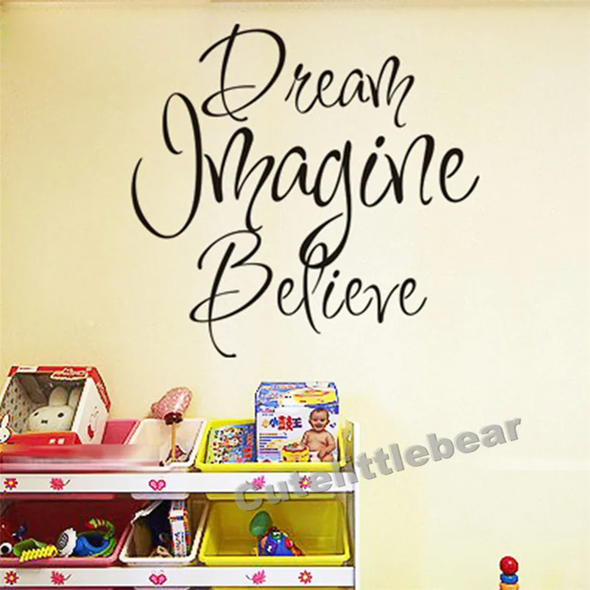 Dream Imagine Believe Vinyl Wall Art Decals Stickers Quotes And Sayings Chinese Wallstickers Decoration For Living Room | Дом и сад