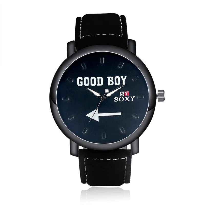 Часы наручные мужские кварцевые с кожаным ремешком модные повседневные подарок