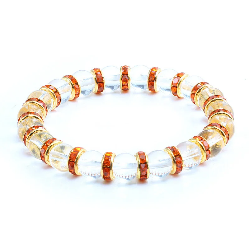 orange crystal Белые из натурального камня бусины со сквозными отверстиями Золотой мутиколор розовый горный хрусталь браслет для женщин мужчин чистая Дружба Браслет пляж драгоценность - Окраска металла: orange crystal