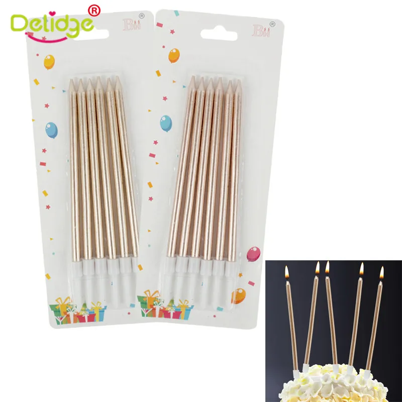 6 шт. золотые длинные свечи для торта безопасные Пламенные детского дня рождения