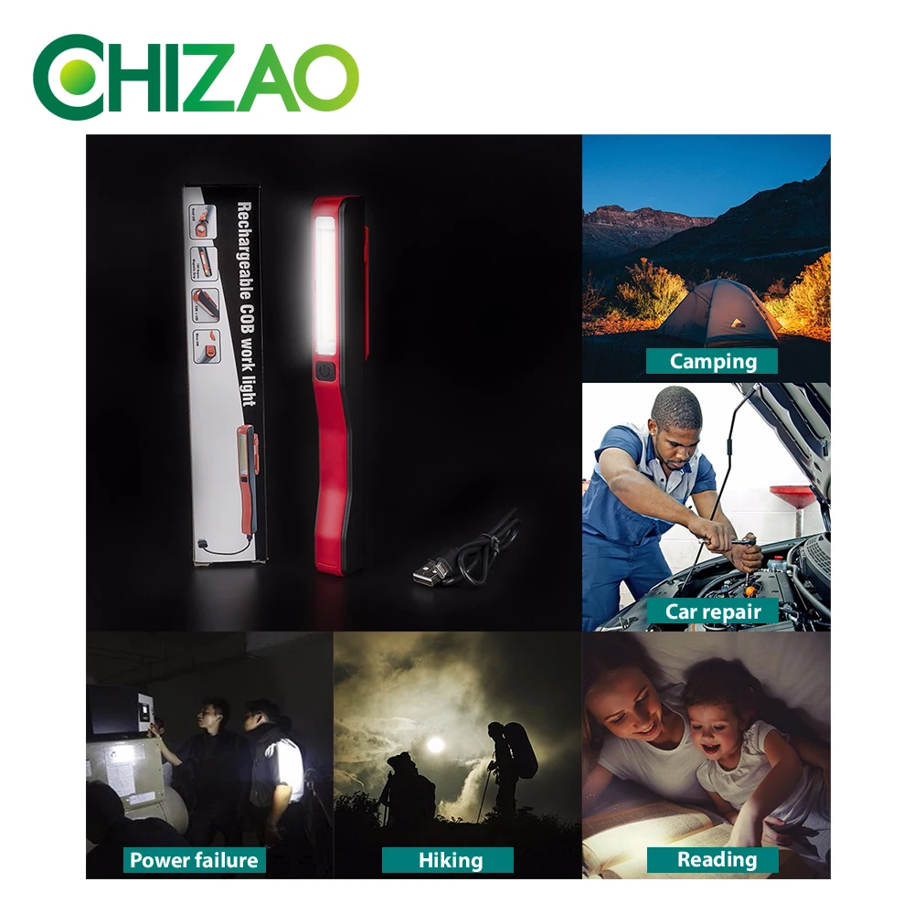 CHIZAO COB рабочий фонарик с магнитом наружный Многофункциональный портативный свет