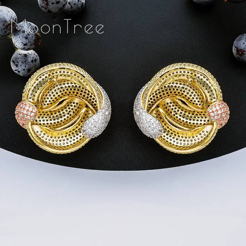Модные блестящие элегантные серьги MoonTree с кубическим цирконием класса ААА