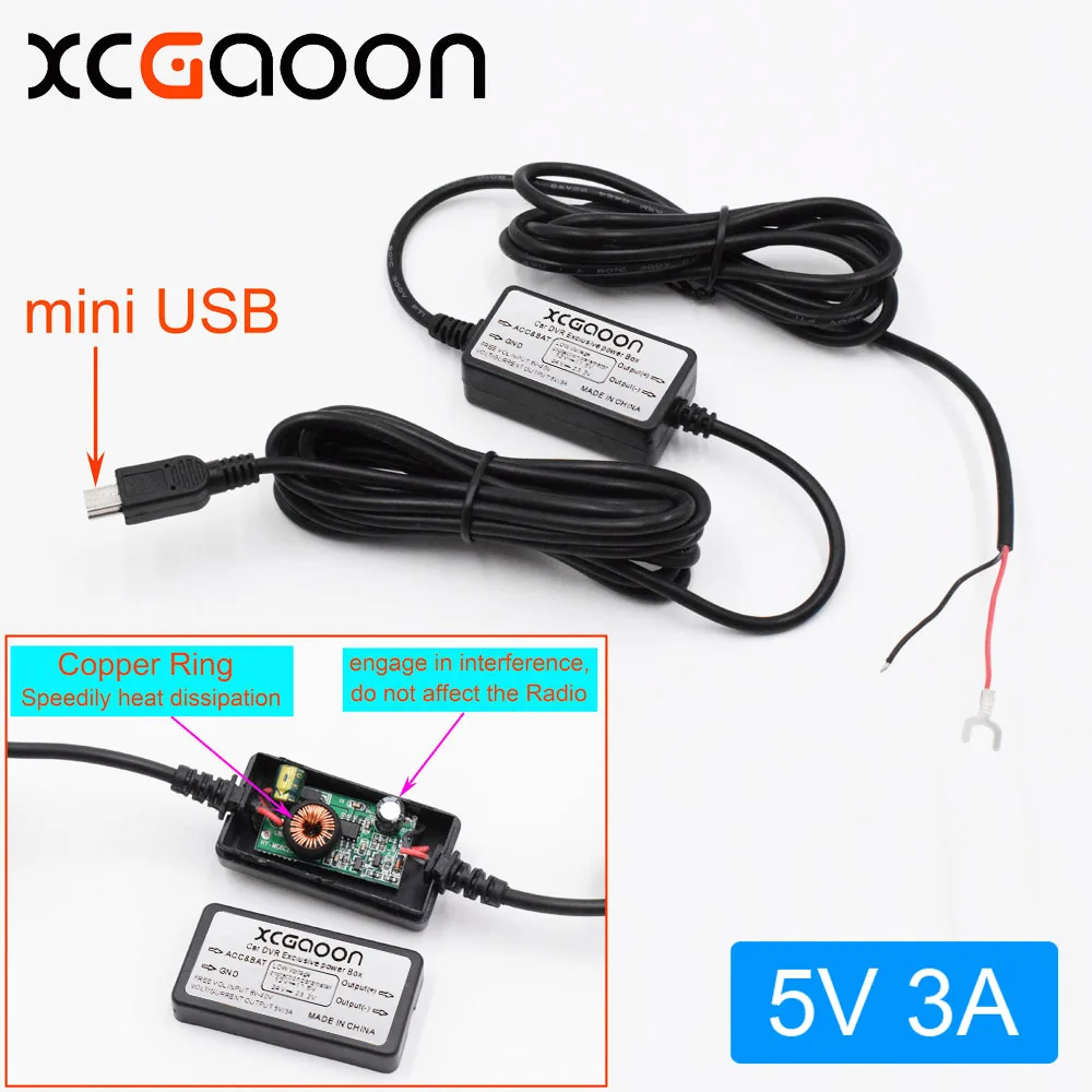

XCGaoon 10 piece Straight mini USB Car Charger DC Converter Module 12V 24V To 5V 3A Quality Low Voltage Protection Length 3.1m