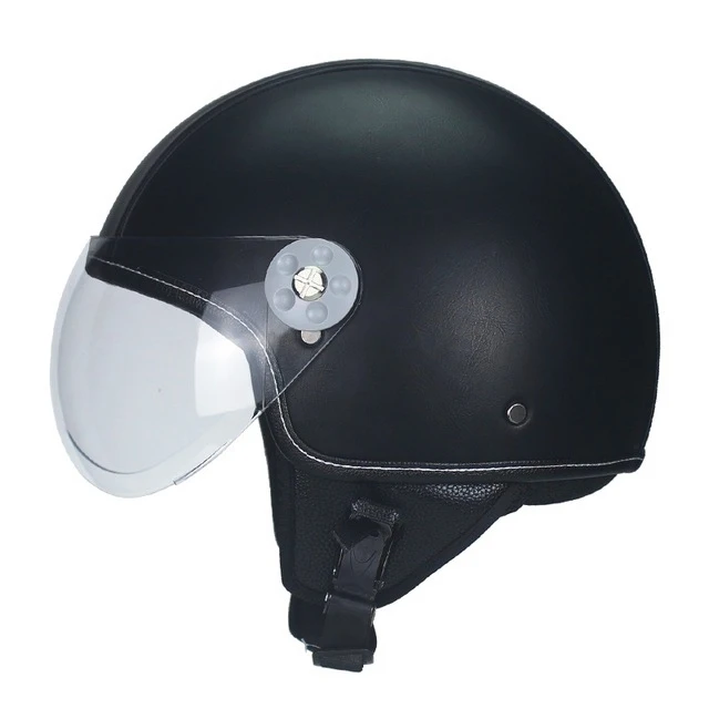 Кожаный винтажный мотоциклетный шлем VOSS в стиле ретро открытый серебряный