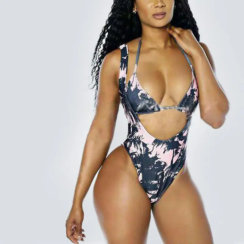 One Piece Swimsuit HELLO, пляжный цельный купальный костюм с высокой посадкой, женский купальный костюм, монокини, с принтом, трикини, купальный костюм, maillot de bain, цельный - Цвет: One Piece Swimsuit