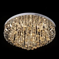 31 inch Tawny Crystal Round Ceiling Lamp Luxury Free shipping Modern Noble Living Room Bedroom Hotel Lobby Parlor Ceiling Lamp