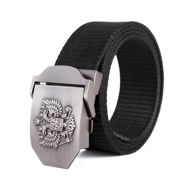 BOKADIAO Men&Women Thick nylon Canvas belt luxury Russian National Emblem Metal buckle jeans Military Army tactical belts|Мужские ремни|