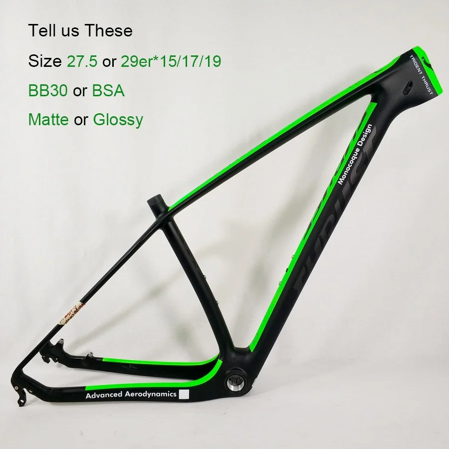 Велосипедная Рама из углеродного волокна, велосипедная рама mtb 15 17 19 29er 27,5 er, горная велосипедная карбоновая рама BSA BB30, красная, 8 цветов - Цвет: geen