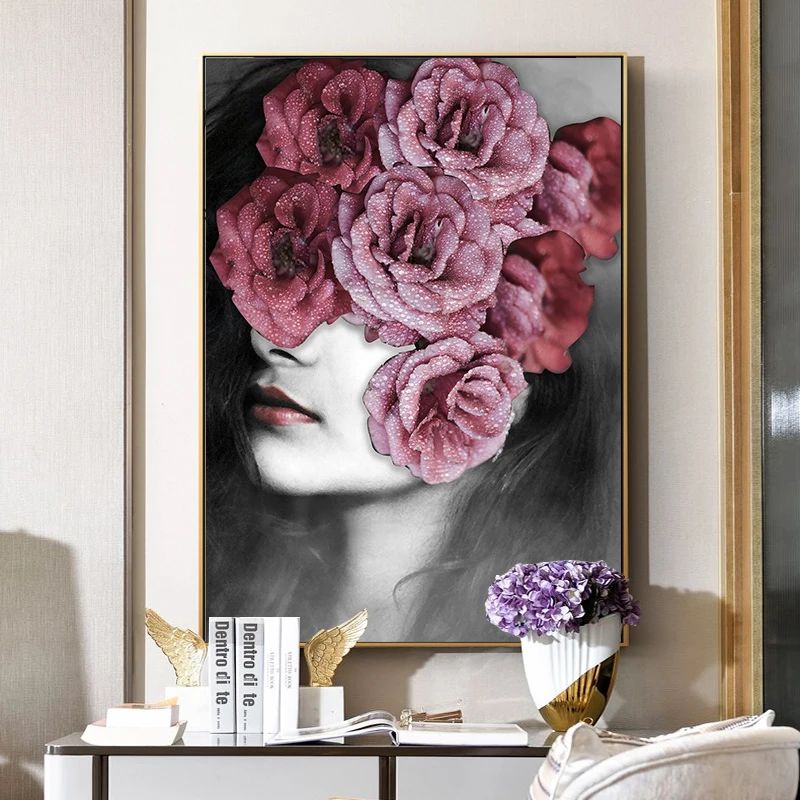 

Nordic Posters And Prints Flower Girl Portrait Wall Art Canvas Painting Pictures For Living Room Scandinavian Home Decor C