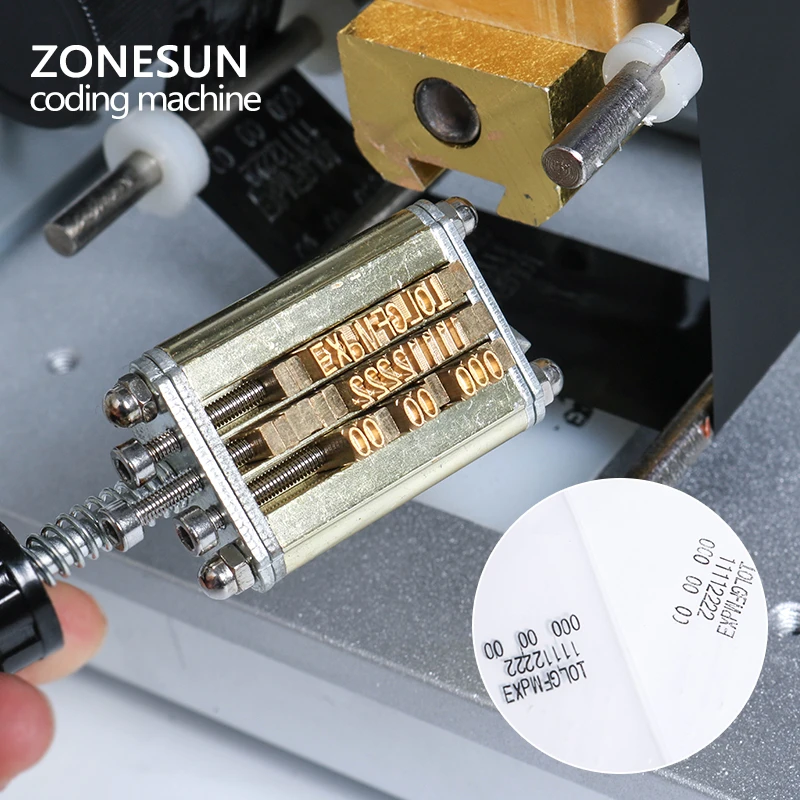 ZONESUN полуавтоматический горячий штамп фотолента с датой идентификационный знак