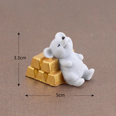 Lucky mouse Золотой доллар мультяшная модель животных фигурка кукольный домик торт домашний декор миниатюрное украшение для сада в виде Феи аксессуары - Цвет: Light Grey No.8