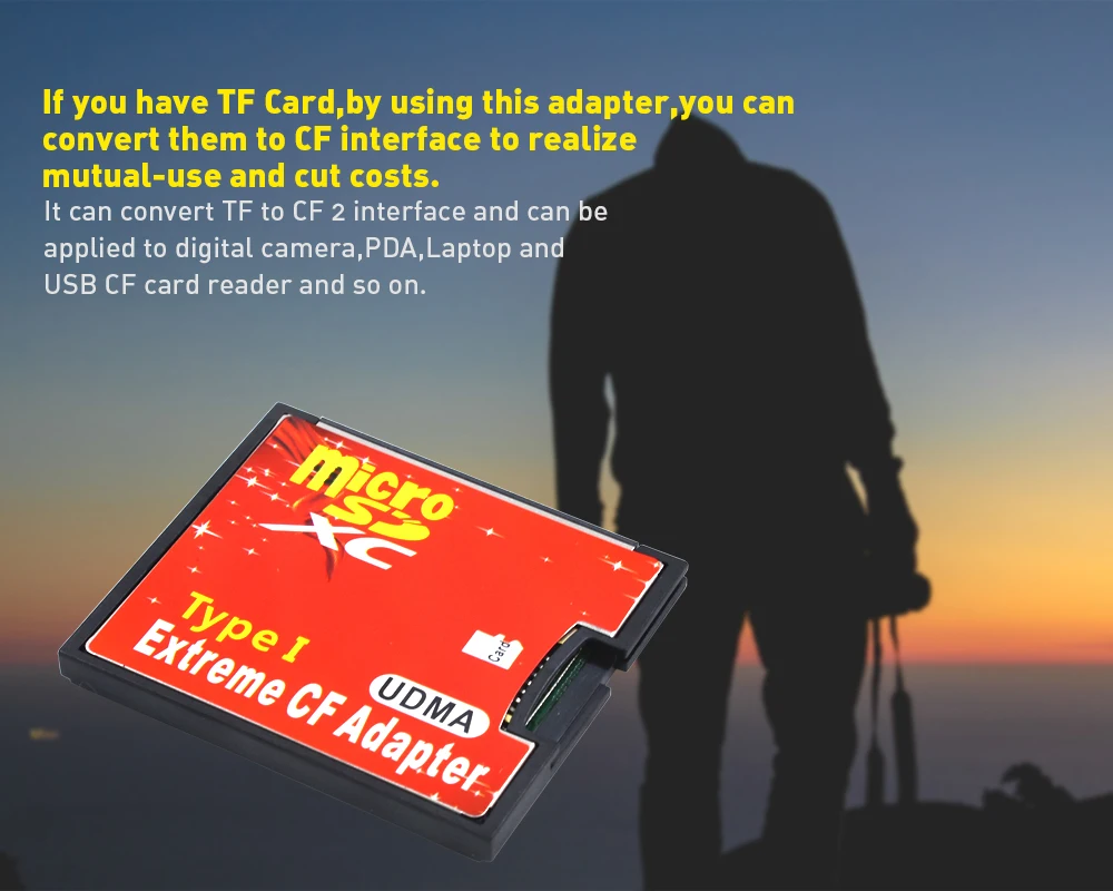 TISHRIC Горячая для Micro SD TF для CF адаптер для MicroSD/HC для компактной вспышки тип I считыватель карт памяти конвертер