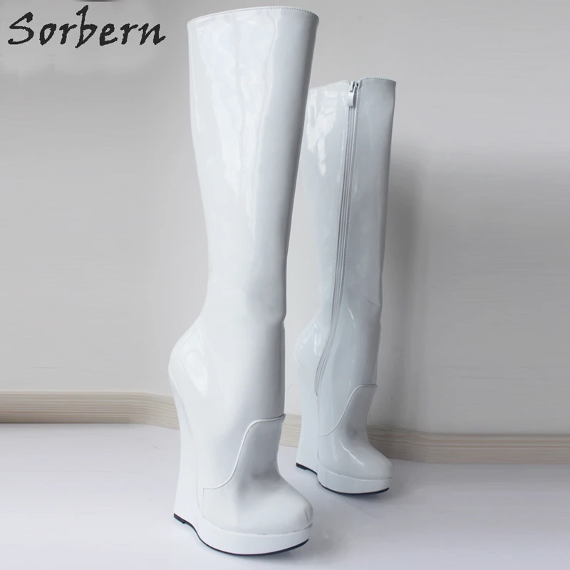 Sorbern Plus Size Women Boots Real Image Wedges Ladies Party Unisex Gay Dance Fashion 3cm Platform New Arrive Zipper | Обувь