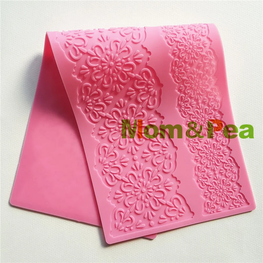 

Mom&Pea GX207 Free Shipping Flowers Lace Pad Cake Decoration Fondant Cake 3D Mold Food Grade Silicone Mould