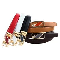 new designer luxury brand cowhide leather belt women with automatic alloy buckle length adjustable 5 colors for choice