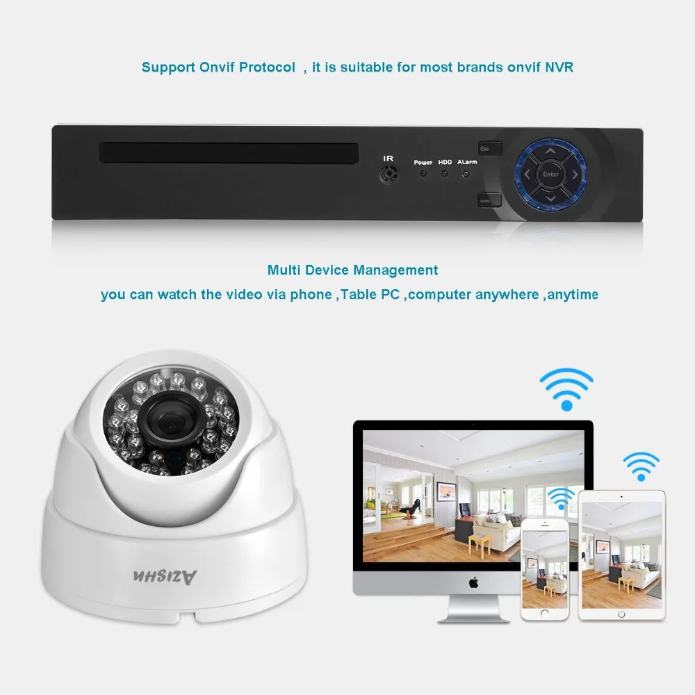 Купольная IP-камера AZISHN 2 8 мм 1080P в режиме реального времени 25 кадров/с МП |