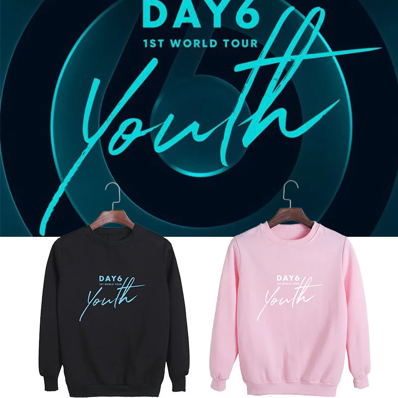 KPOP DAY6 1 мировой тур Молодежные хлопковые толстовки с круглым вырезом Топы длинным рукавом Пуловеры свитшоты