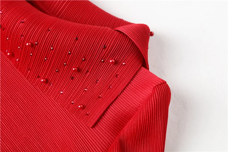 Осень Для женщин модные плиссированные платья Issey Miyake оригинальные бисером высокое качество гибкость большой Размеры платье для Для женщин