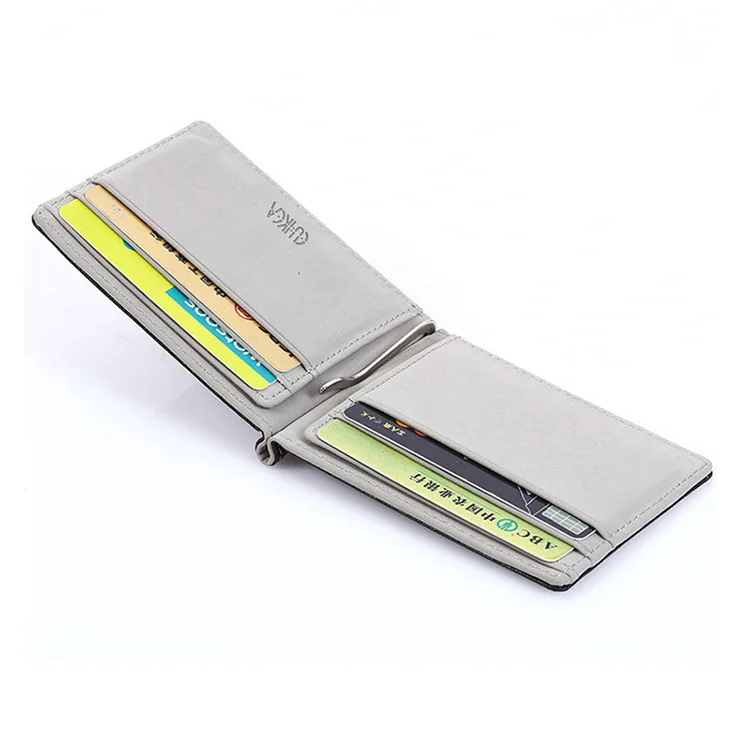 Men Bifold Business Leather Wallet luxury brand famous ID Credit Card visiting cards wallet magic Money Clips