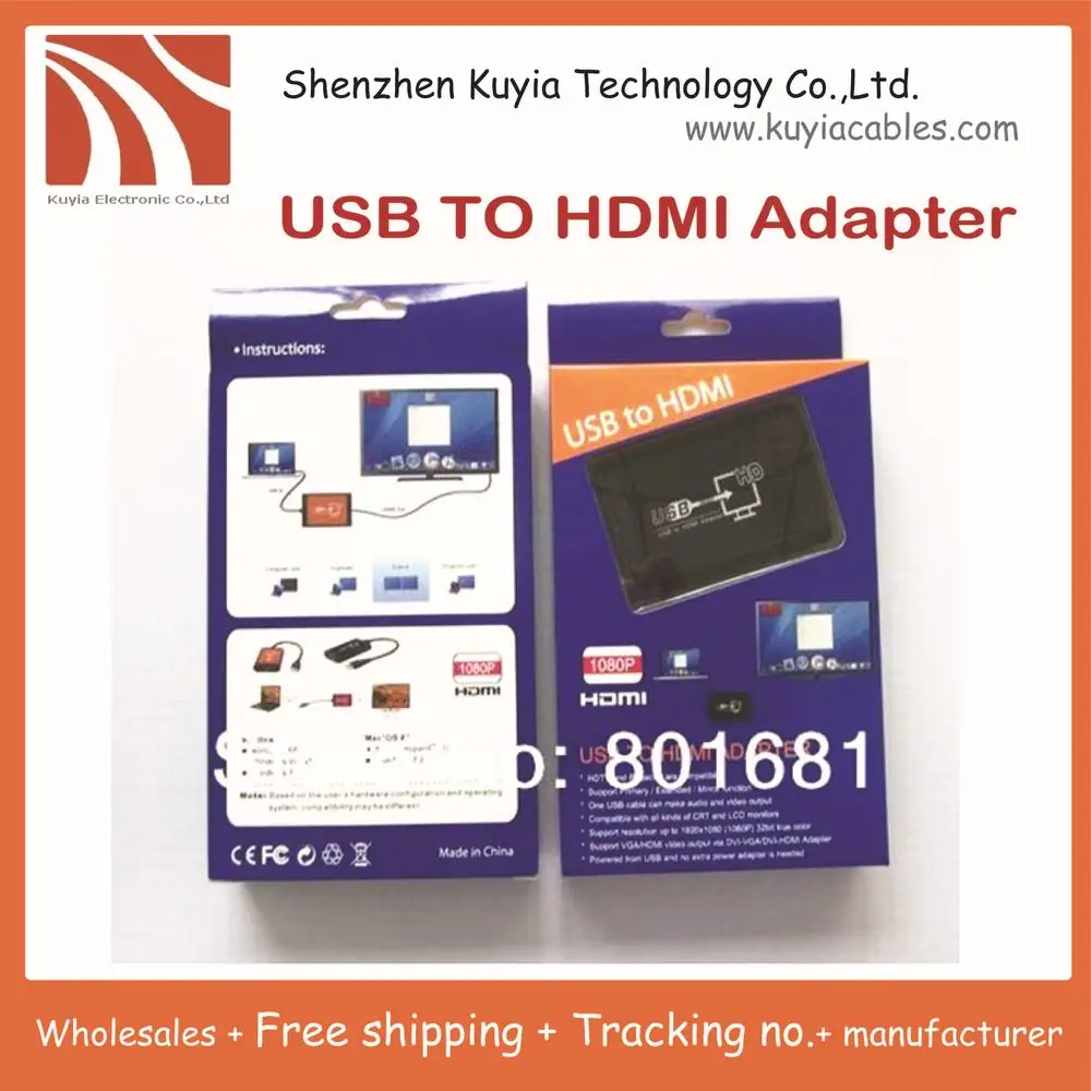 5 шт./лот! Бесплатная доставка + USB в HDMI конвертер Deveice через адаптер поддерживает