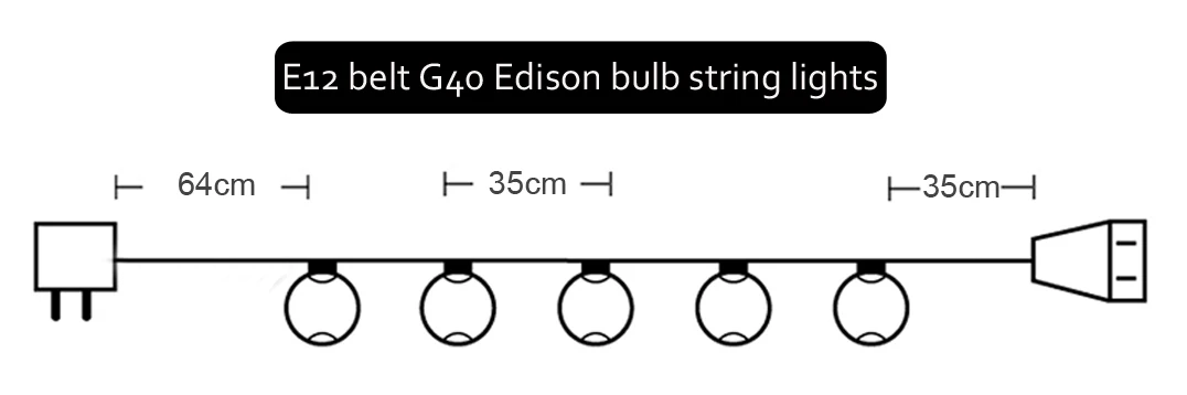 Toprex E12 patio lights- length 11.5ft. festoon light christmas lights outdoor string lights garden party
