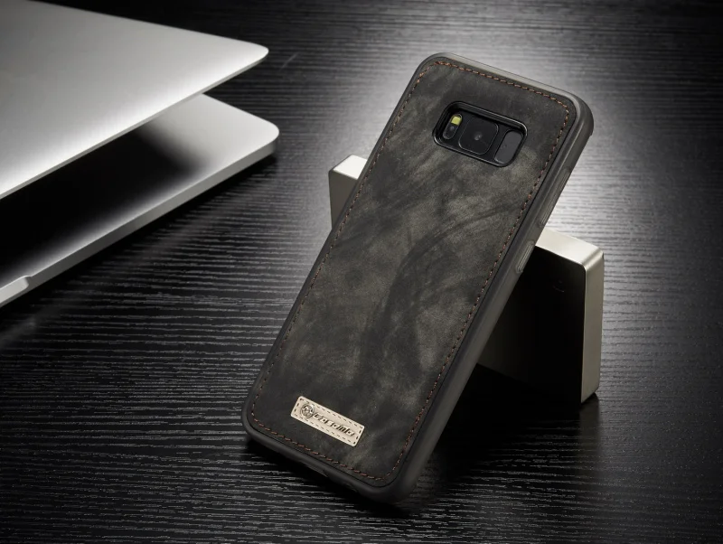 008 black Чехол для samsung Galaxy S8/S8 Plus, магнитный винтажный кожаный+ Мягкий ТПУ силиконовый чехол для задней крышки, чехол для телефона s - Цвет: 008 black