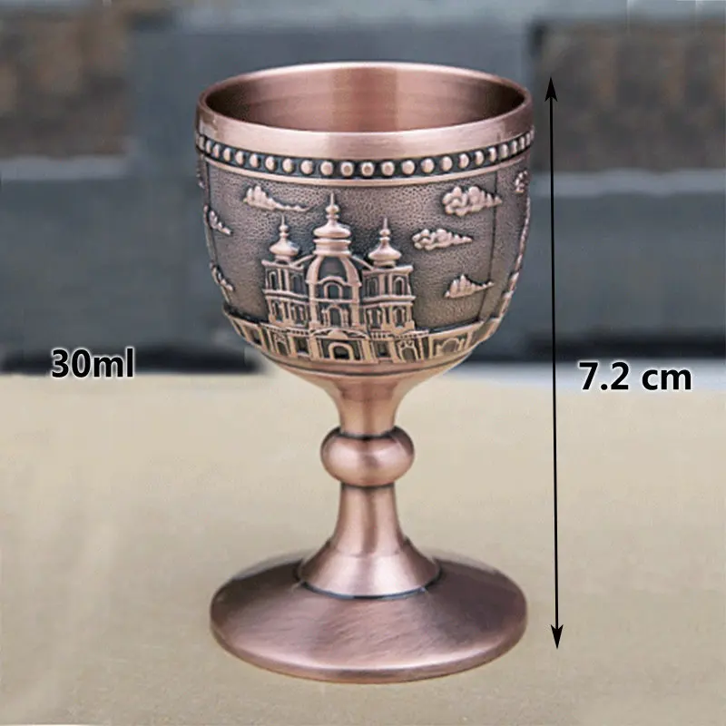 Red Bronze Carriage Винтажная чашка для вина, чайные чашки, Кубок, домашний металлический художественный декор, украшения, оригинальные подарки, антикварный замок, карета, резная Роза - Цвет: Red Bronze Carriage