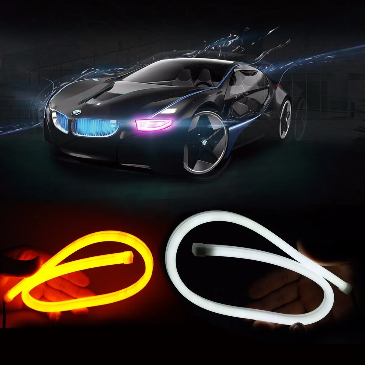 LEADTOPS 2 шт. гибкий светодиодный Drl двойной цветной светильник с боковым поворотом