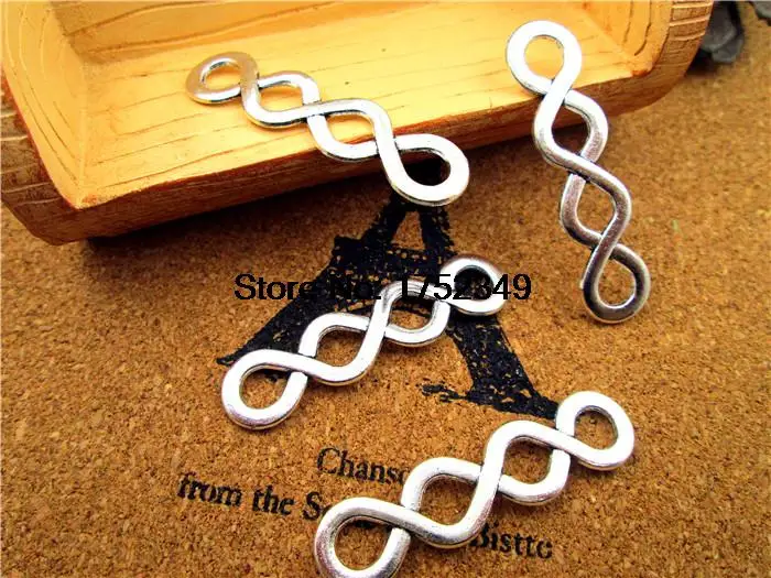 15 шт -- разъемы, античные серебряные подвески-символы 44x11 мм