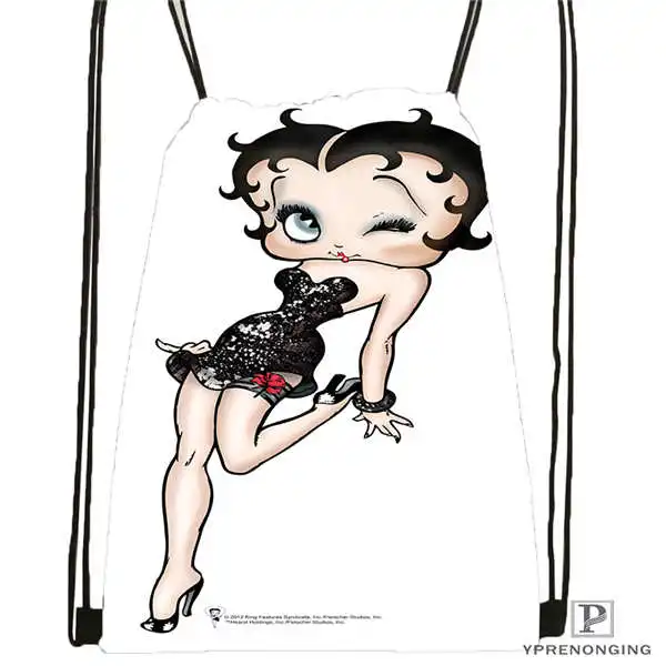 Drawstring Backpack Изготовленная на заказ Betty Boop походная сумка на шнурке милый рюкзак для детей(черная спинка) 31x40 см# 180612-03-Betty Boop - Цвет: Drawstring Backpack