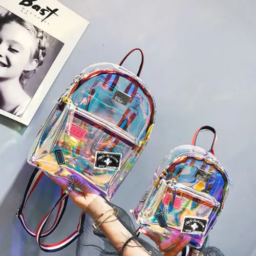 

Summer Girls Clear Personality Lovely Cute Knapsack Satchel Transparent Schoolbag Women Jelly Girls Backpack Fashion Bags