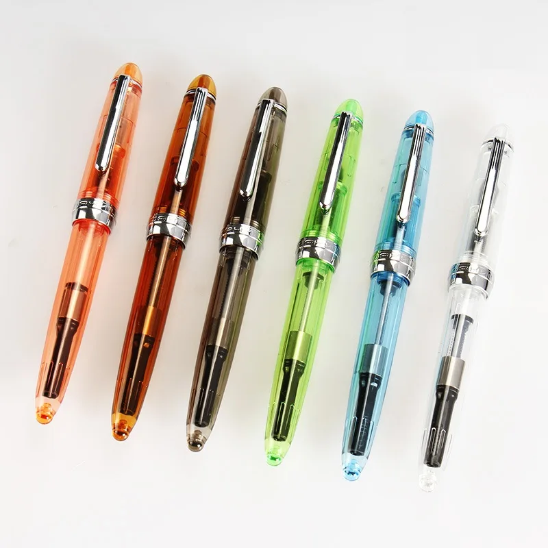 

12 pcs/Lot Jinhao 992 Transparent Fountain pens Fine nib ink pen for writing Stationery Office accessories school supplies EB618