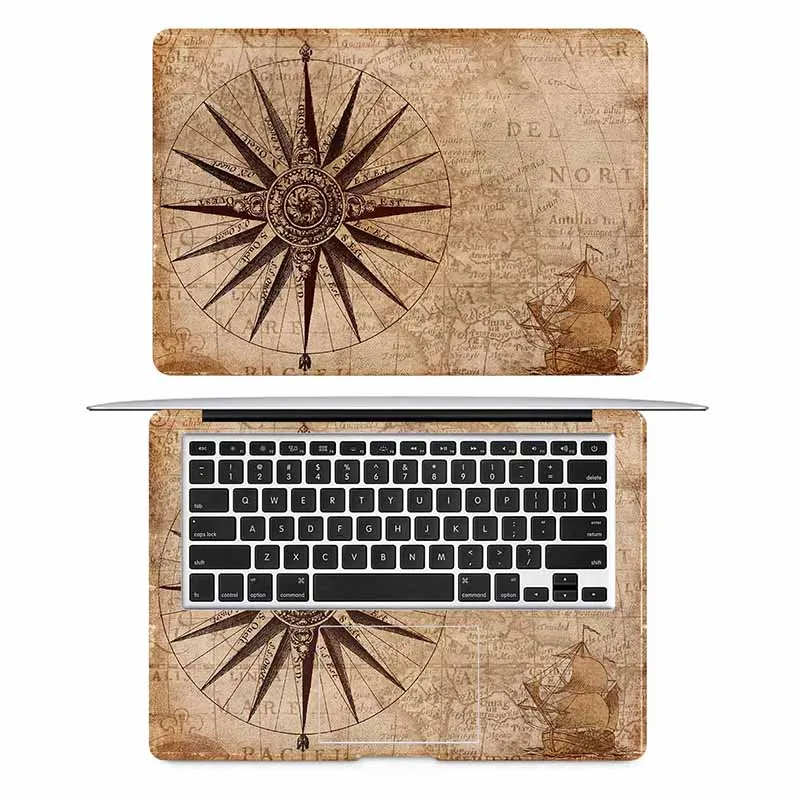Винтажная наклейка на ноутбук с компасом и картой мира для Macbook Air Retina 11 12 13 15
