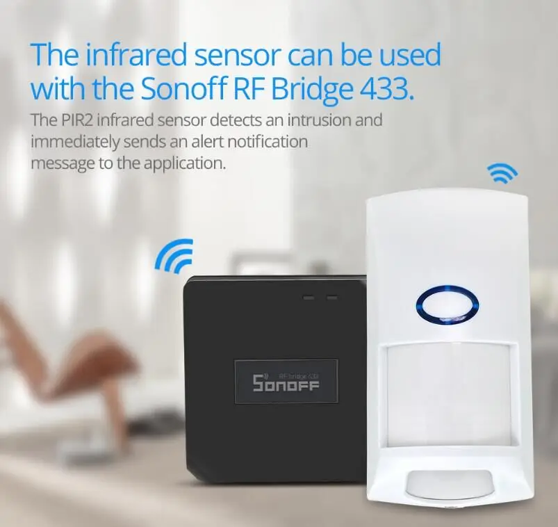 Bridge and PIR2 SONOFF 433 МГц РЧ мост Wifi датчик движения двери окна DW1 беспроводной детектор PIR2 433 сигнализация дистанционный умный дом система безопасности - Комплект: Bridge and PIR2