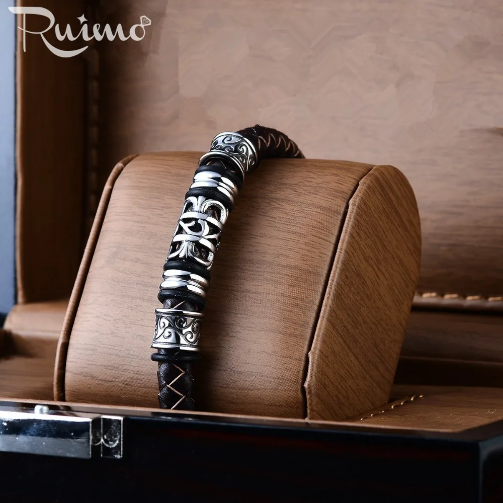 RUIMO 316l Stainless Steel Bracelet Beads Accessories Big Hole Cylinder For Jewelry Making Polished Hollow Tube Bead 5pcs | Украшения и