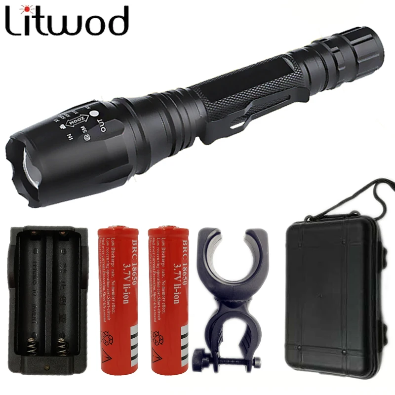Тактический светодиодный фонарик Litwod Z35V5 XML L2 масштабируемый с 2 батареями 18650 для