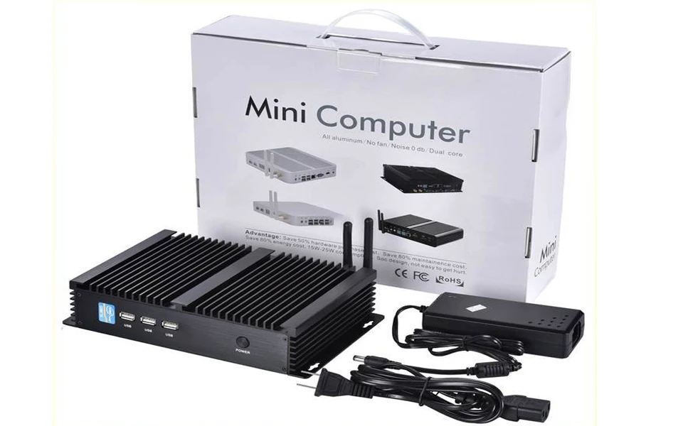 Безвентиляторный мини ПК i5 4200U i3 4010U i7 4500U промышленный компьютер 24 часа работы 2* COM HDMI VGA двойной дисплей Wifi 4 к HD HTPC