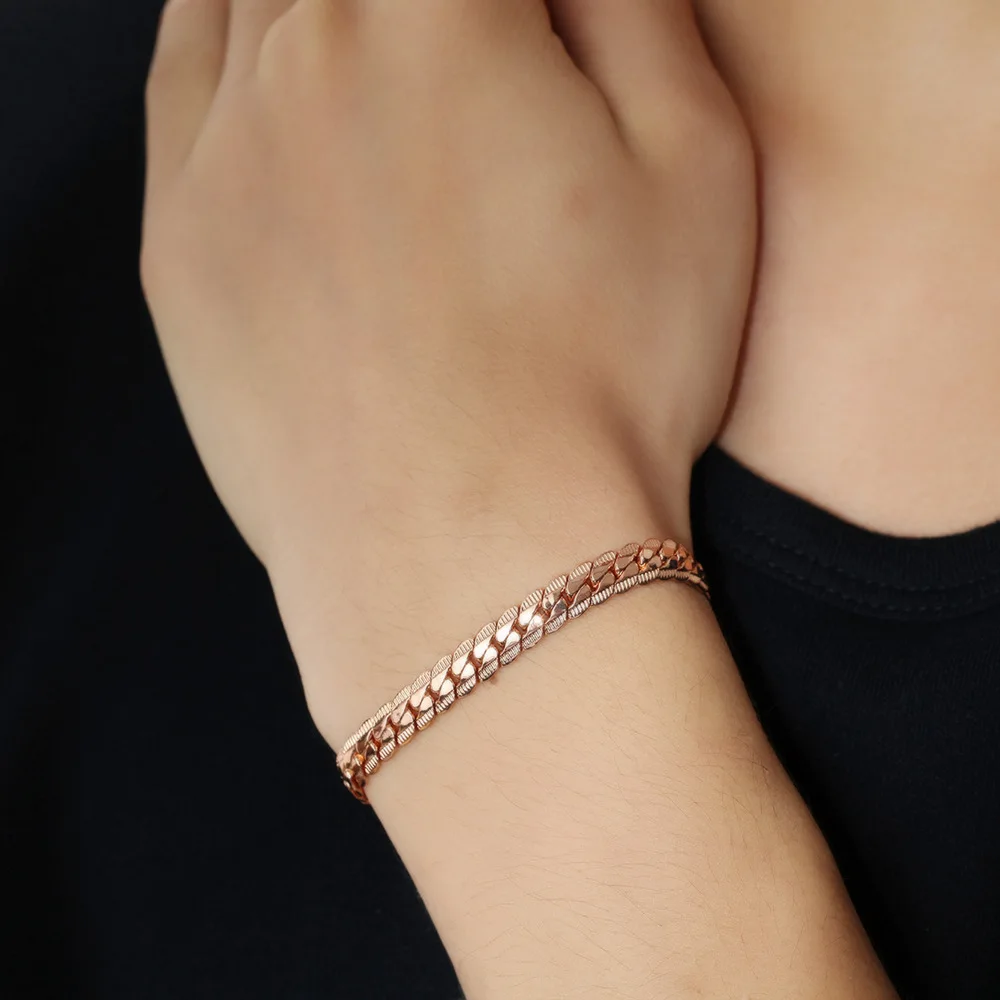 Классический сплошной Rose Gold Filled мужские женские змея кости браслет-цепочка 8.26&quot