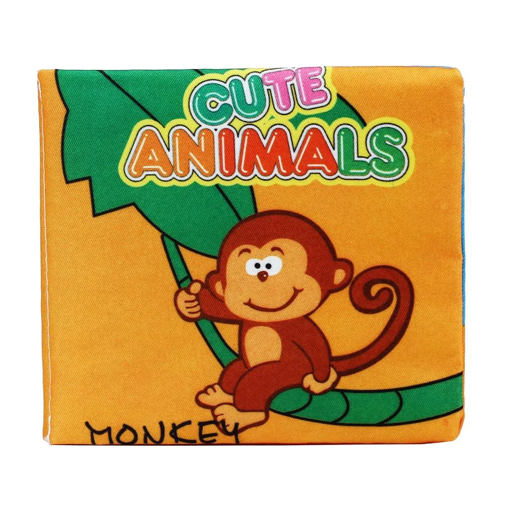 Забавная мягкая книга тихая развивающая для детей с рисунками животных