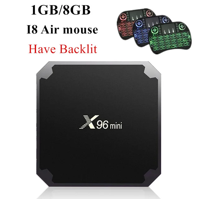 1G 8G with backlit X96 Мини Смарт ТВ приставка Amlogic S905W четырехъядерный Android 7,1 2,4G WiFi 1GB 2GB ram 4K HD WiFi медиаплеер телеприставка - Цвет: 1G 8G with backlit