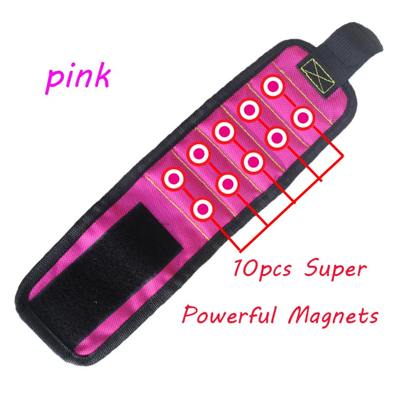 pink Geoeon магнитный браслет сумка для инструментов 10 шт. сильные магниты ручная сумка для браслетов сумка электрик сумка для инструментов для удержания винтов D28 - Цвет: pink