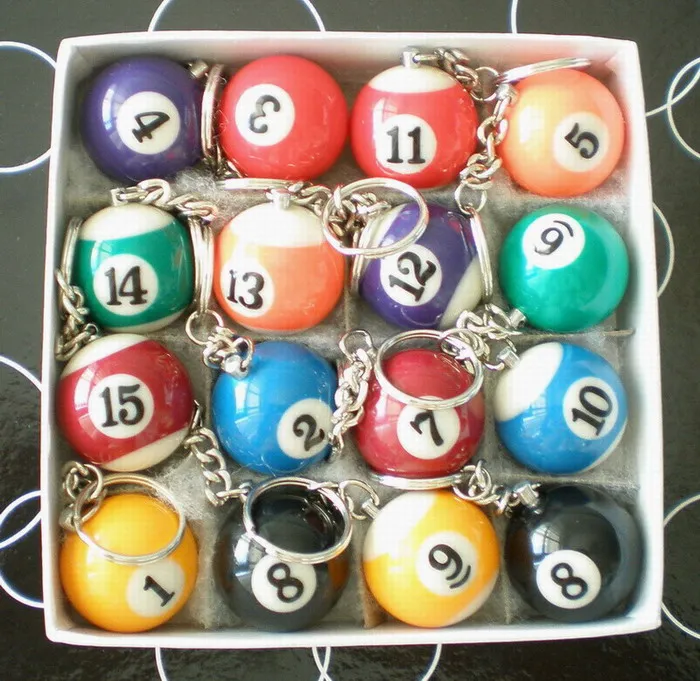 Free shipping 1pcs or 16pcs random No. Pool Billiard snooker table ball keychain keyring 1&quot 2.5cm | Мебель