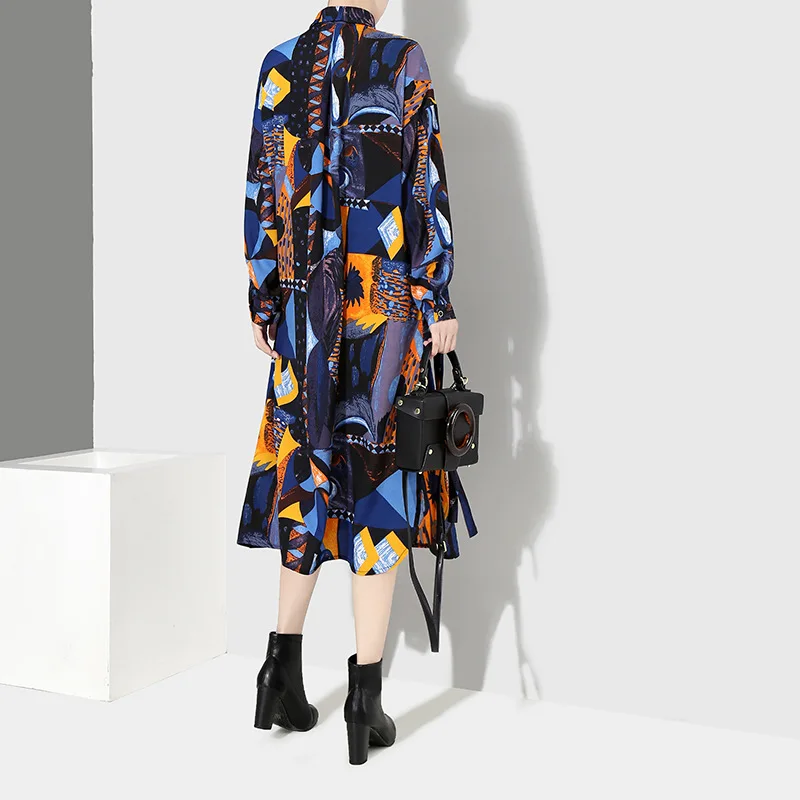 Женское платье макси с длинными рукавами элегантное цветочным принтом в