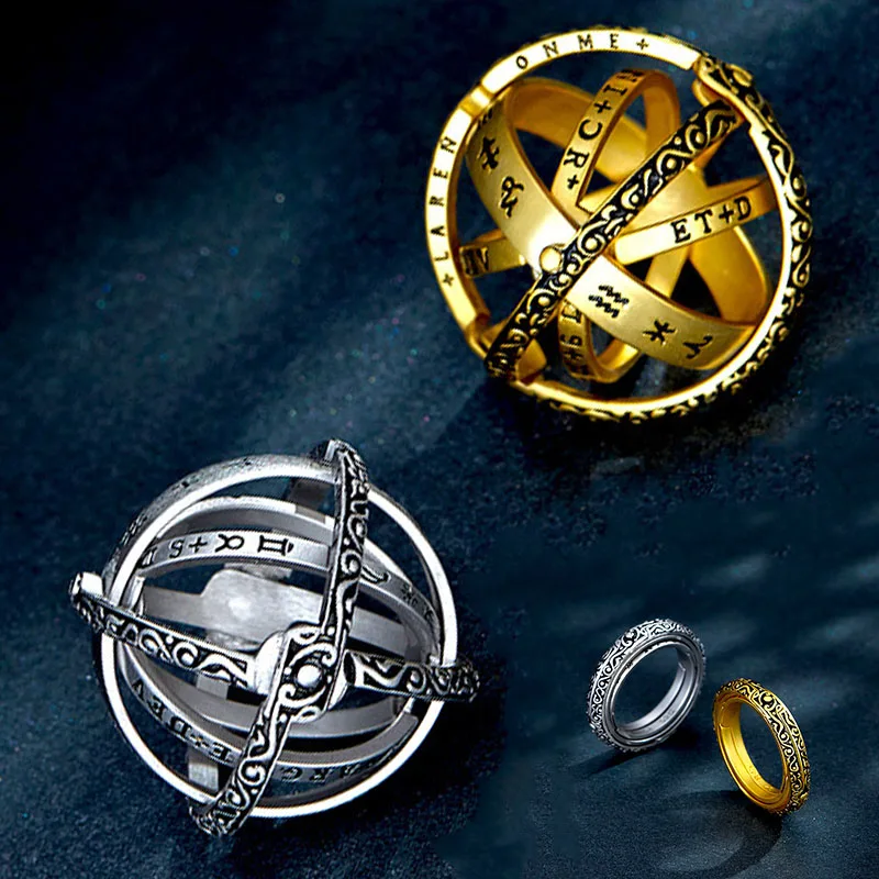 New Tready Astronomical Sphere Ball Ring Cosmic Finger Couple Lover Rings For Men Jewelry