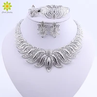 african beads jewelry set silver plated wedding jewelry sets for brides crystal necklace earrings costume jewelry set